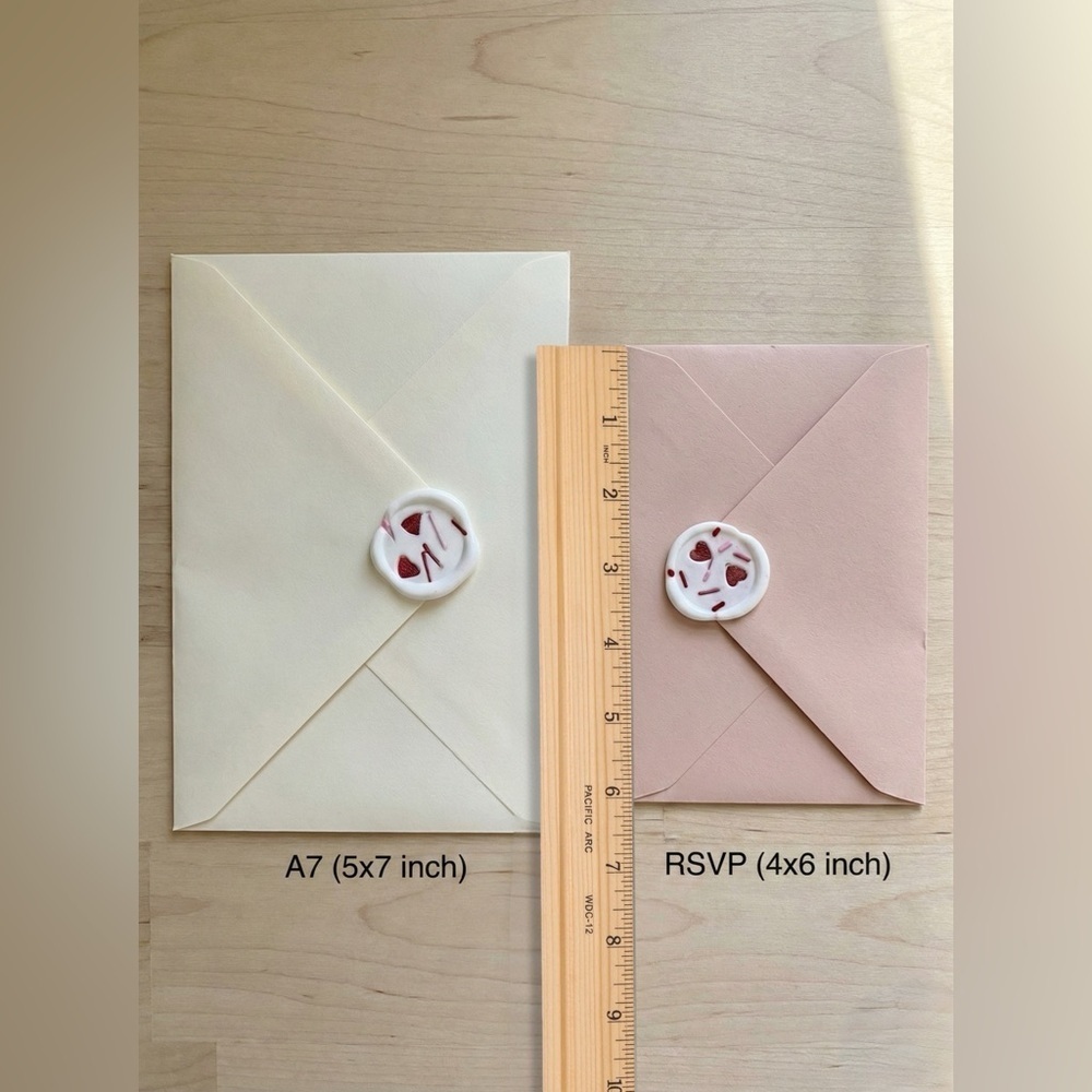 Royal Icing Sprinkle Wax Seals Peel & Stick Faux Icing Valentine Wedding Invite - Picture 11 of 16